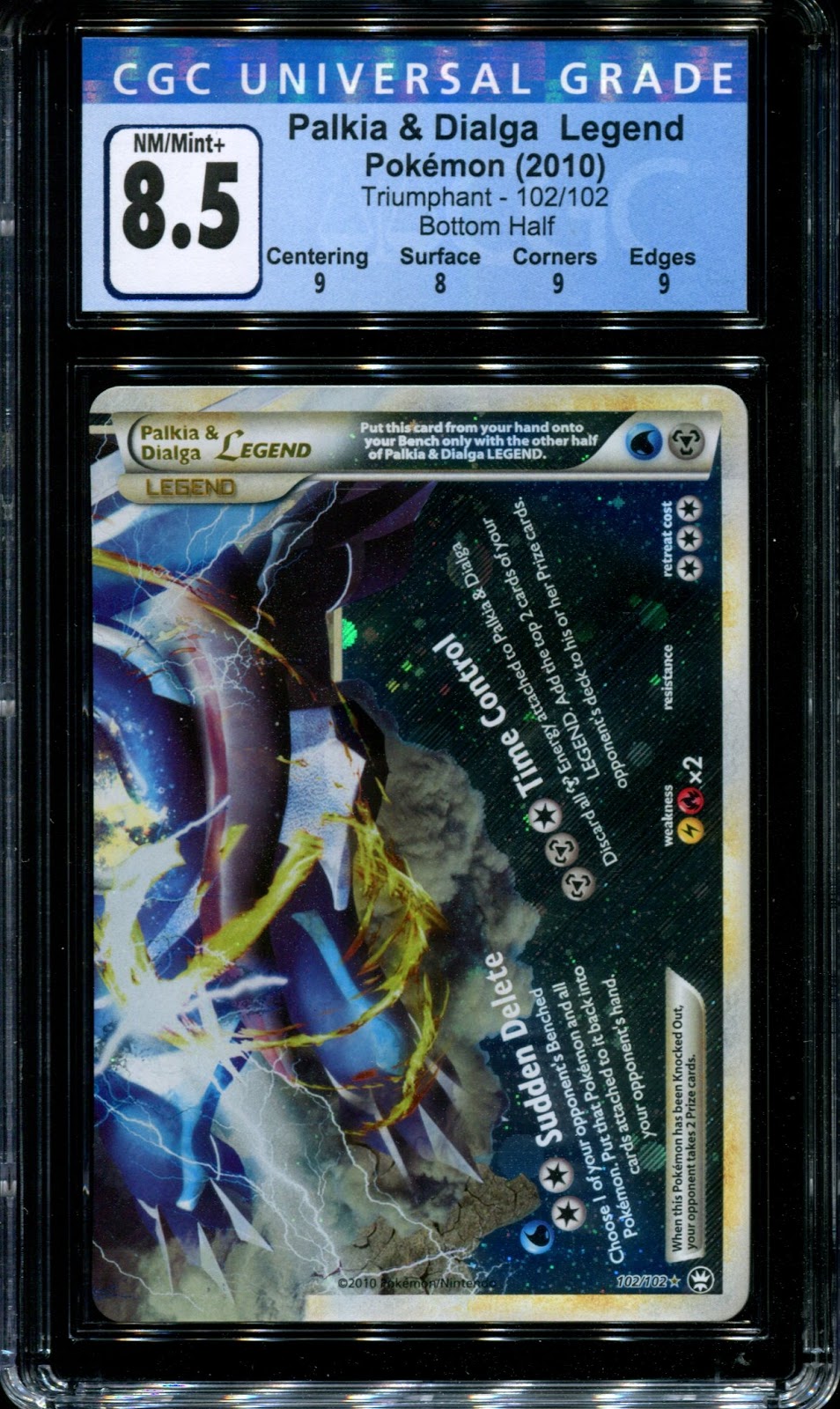 Palkia & Dialga LEGEND Triumphant 102/102 Pokemon Rare Holo Bottom Half CGC 8.5