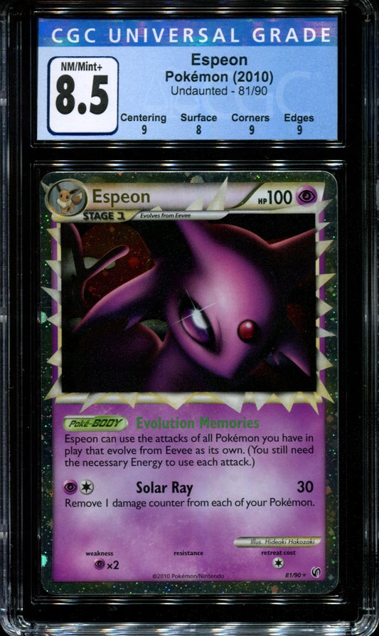 Espeon Undaunted 81/90 Pokemon Prime Ultra Rare Holo 2010 Foil NM/Mint+ CGC 8.5