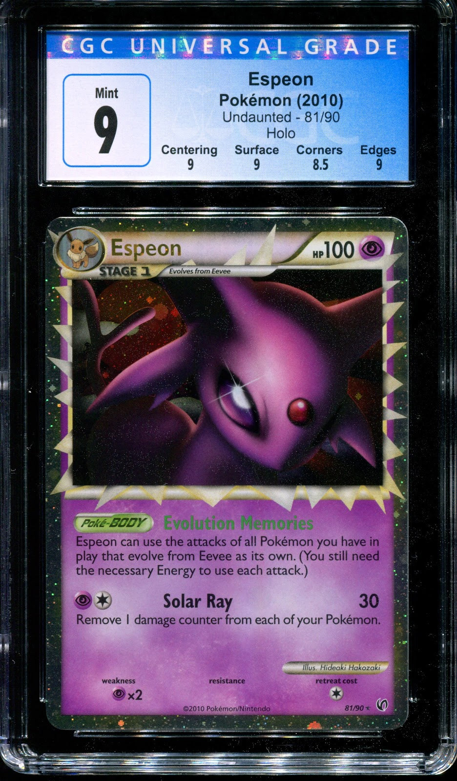 Espeon Undaunted 81/90 Pokemon Prime Ultra Rare Holo 2010 Foil Mint CGC 9