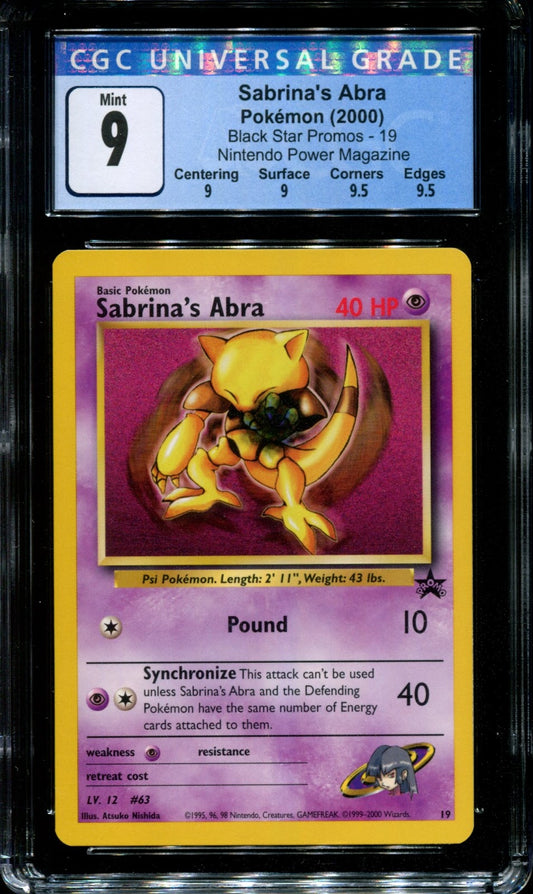 Sabrina's Abra Wizards Black Star Promo 19 Pokemon Nintendo Power Magazine CGC 9