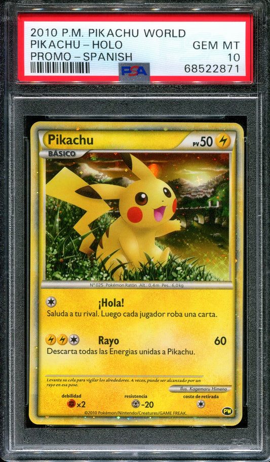 Pikachu World Collection 2010 PW Pokemon Promo Holo Japanese Back Spanish PSA 10