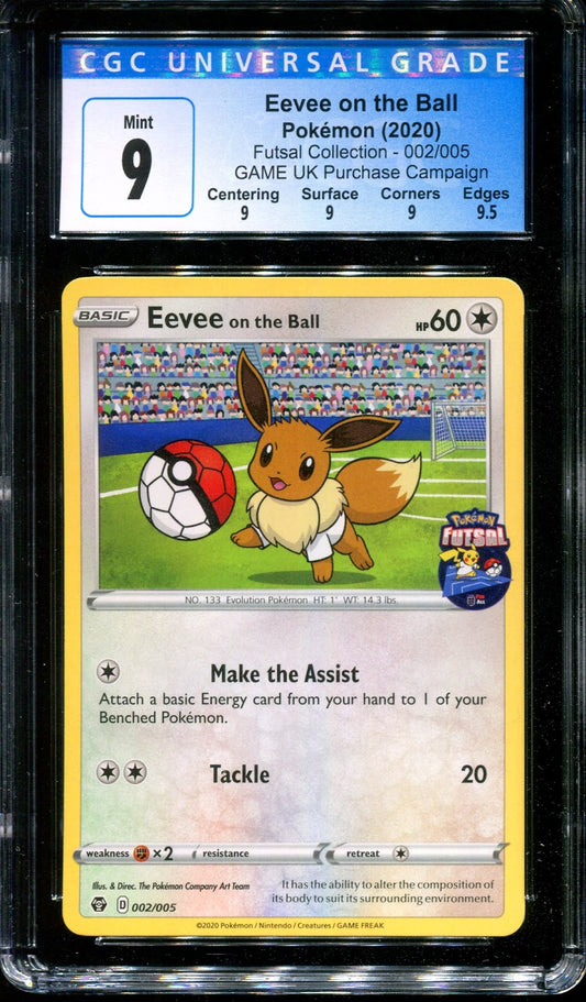 Eevee on the Ball Pokemon Futsal Collection 002/005 UK Exclusive Promo CGC 9