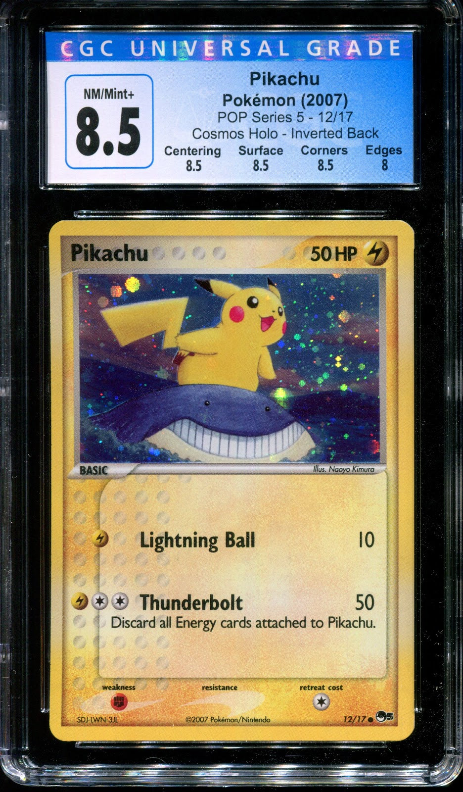 Pikachu POP Series 5 Promo 12/17 Pokemon 2007 Holo Inverted Back Error CGC 8.5