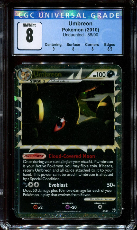 Umbreon Undaunted 86/90 Pokemon Prime Ultra Rare Holo 2010 Foil NM/Mint CGC 8