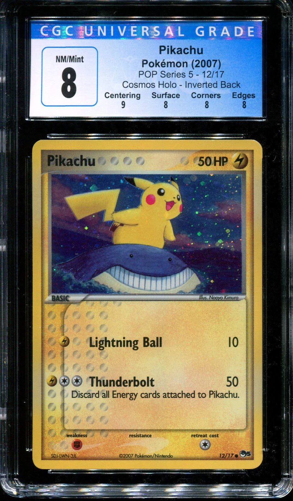 Pikachu POP Series 5 Promo 12/17 Pokemon 2007 Holo Inverted Back Error CGC 8