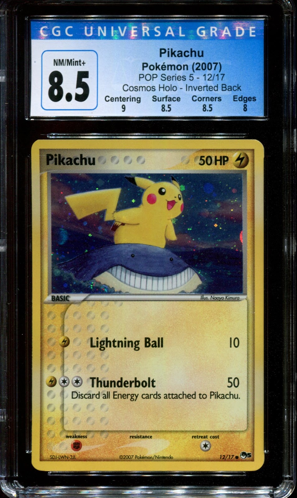 Pikachu POP Series 5 Promo 12/17 Pokemon 2007 Holo Inverted Back Error CGC 8.5