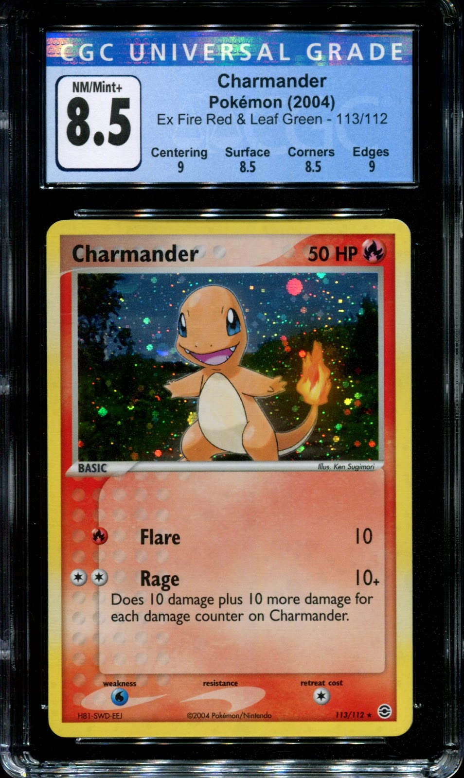 Charmander ex FireRed & LeafGreen 113/112 Pokemon Secret Rare Holo 2004 CGC 8.5