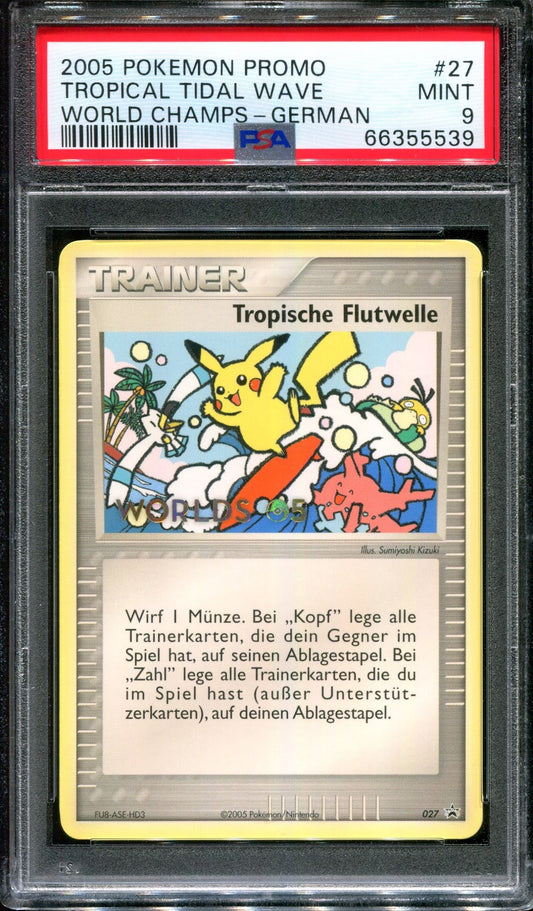 Tropical Tidal Wave Nintendo Promo 027 Pokemon 2005 Worlds Stamp German PSA 9