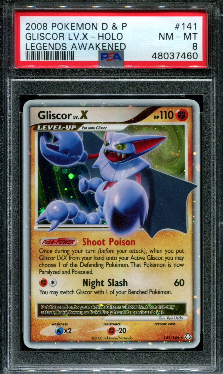 Gliscor LV.X Legends Awakened 141/146 Pokemon Ultra Rare Holo 2008 Foil PSA 8