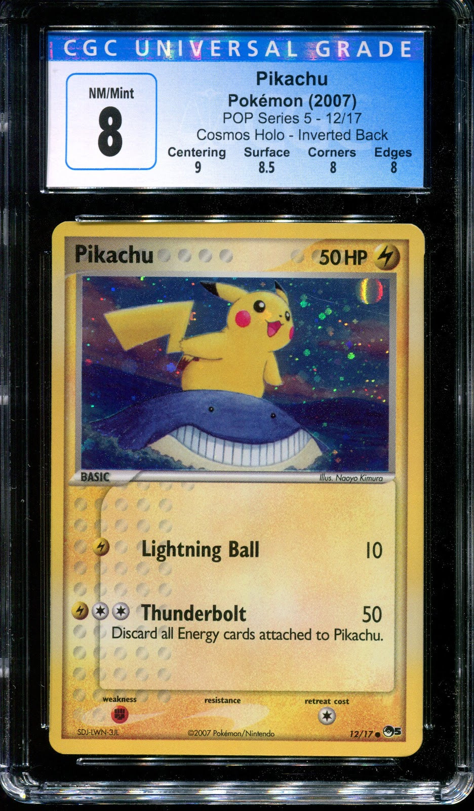 Pikachu POP Series 5 Promo 12/17 Pokemon 2007 Holo Inverted Back Error CGC 8