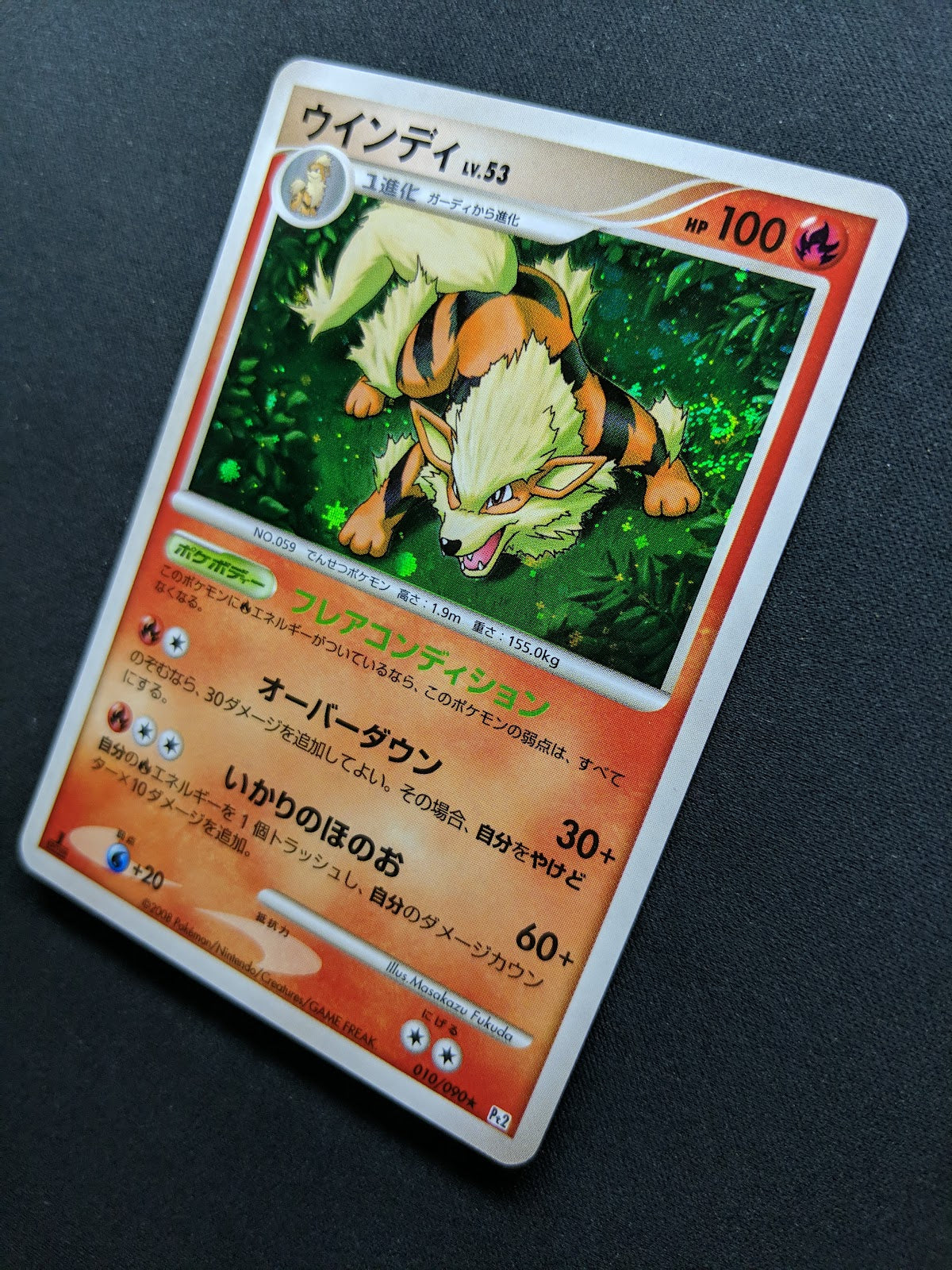 Arcanine Pt2 Rising Rivals 010/090 Pokemon 1st Edition Japanese Rare Holo LP