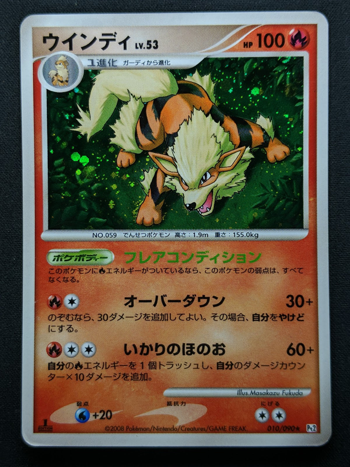 Arcanine Pt2 Rising Rivals 010/090 Pokemon 1st Edition Japanese Rare Holo MP/LP