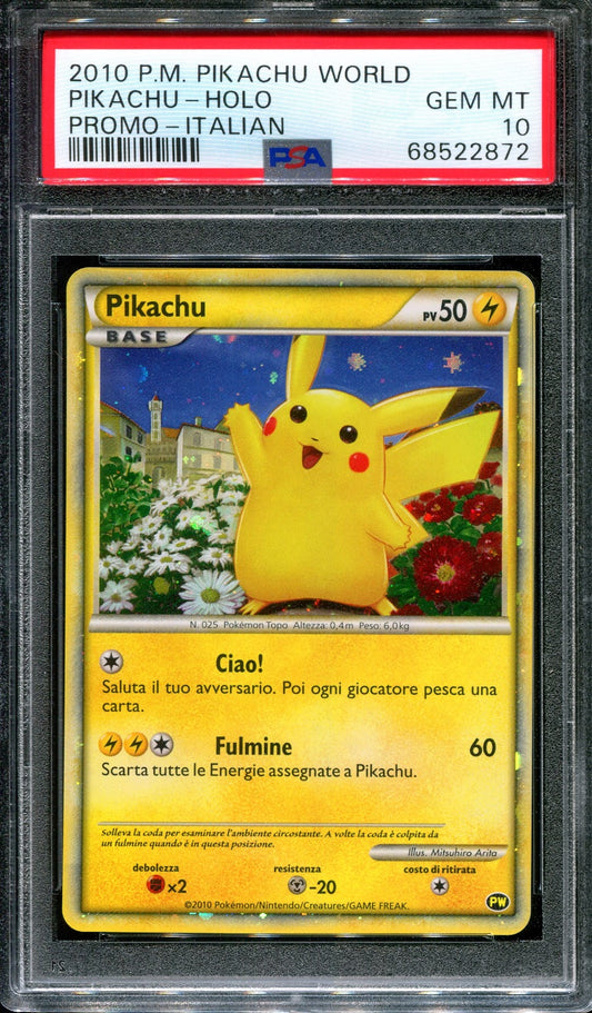 Pikachu World Collection 2010 PW Pokemon Promo Holo Japanese Back Italian PSA 10