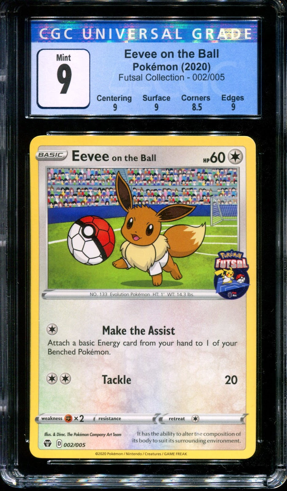 Eevee on the Ball Pokemon Futsal Collection 002/005 UK Exclusive Promo CGC 9