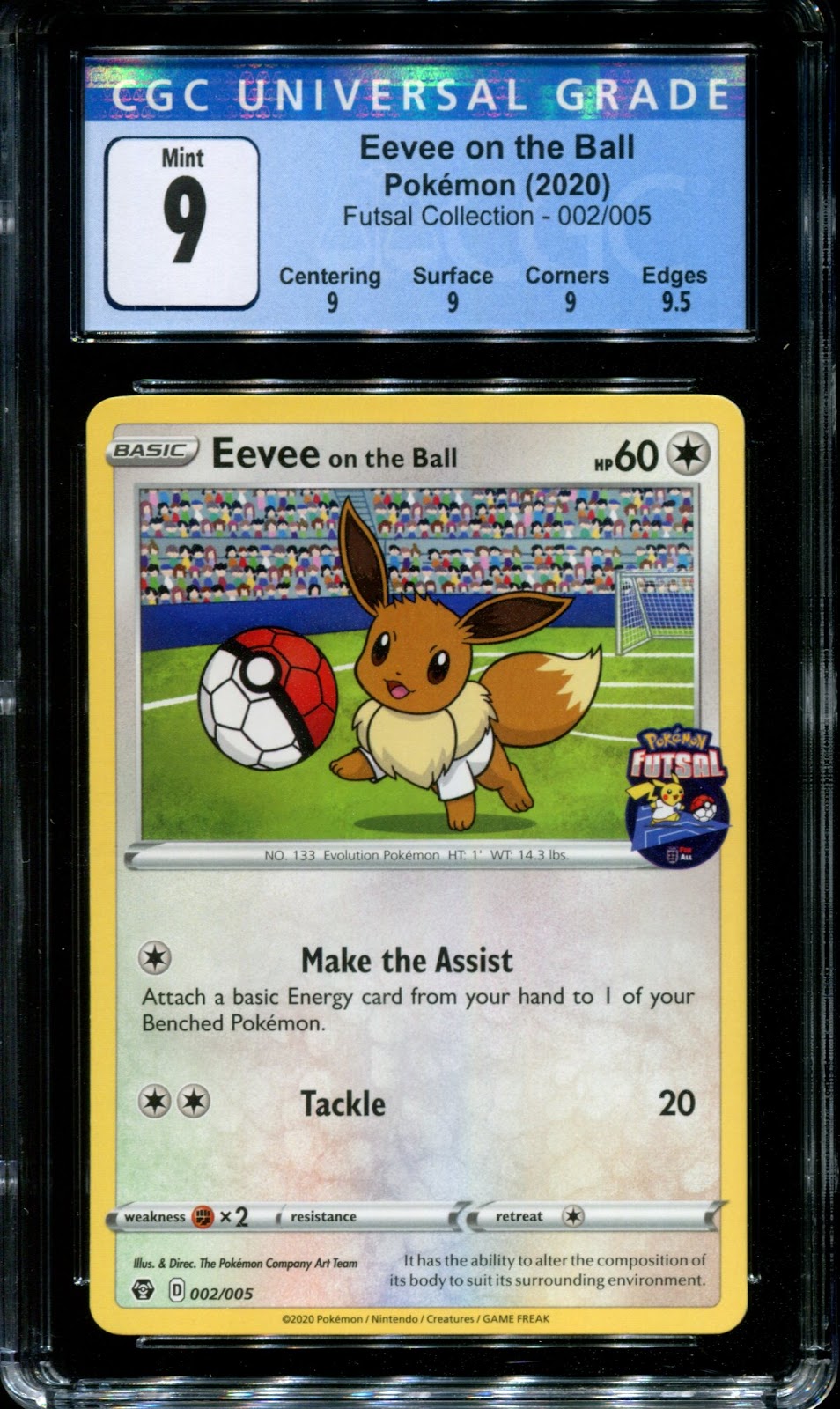 Eevee on the Ball Pokemon Futsal Collection 002/005 UK Exclusive Promo CGC 9