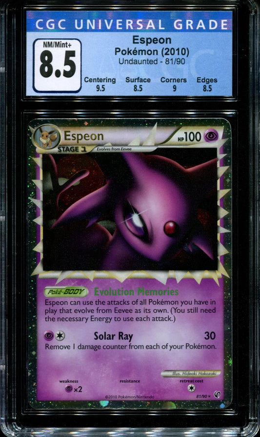 Espeon Undaunted 81/90 Pokemon Prime Ultra Rare Holo 2010 Foil NM/Mint+ CGC 8.5