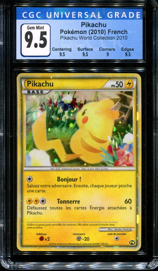 Pikachu World Collection 2010 PW Pokemon Promo Holo Japanese Back French CGC 9.5