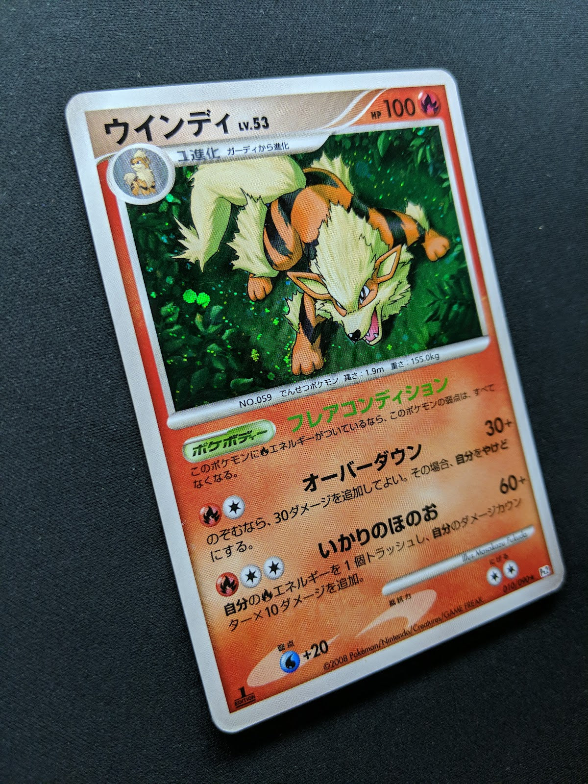 Arcanine Pt2 Rising Rivals 010/090 Pokemon 1st Edition Japanese Rare Holo MP/LP