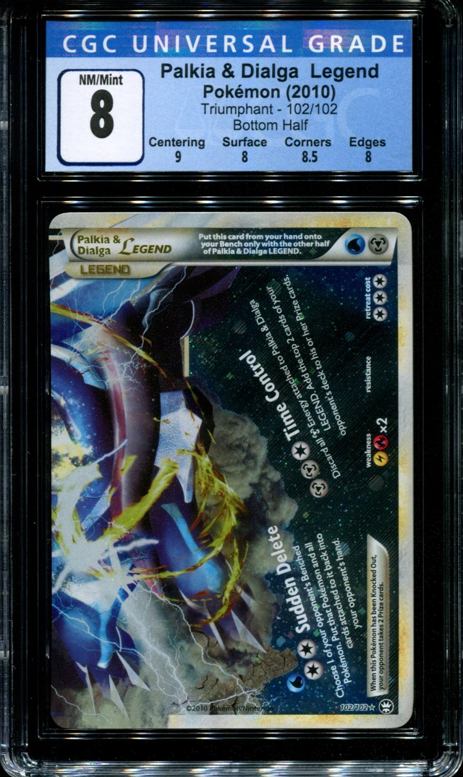 Palkia & Dialga LEGEND Triumphant 102/102 Pokemon Rare Holo Bottom Half CGC 8