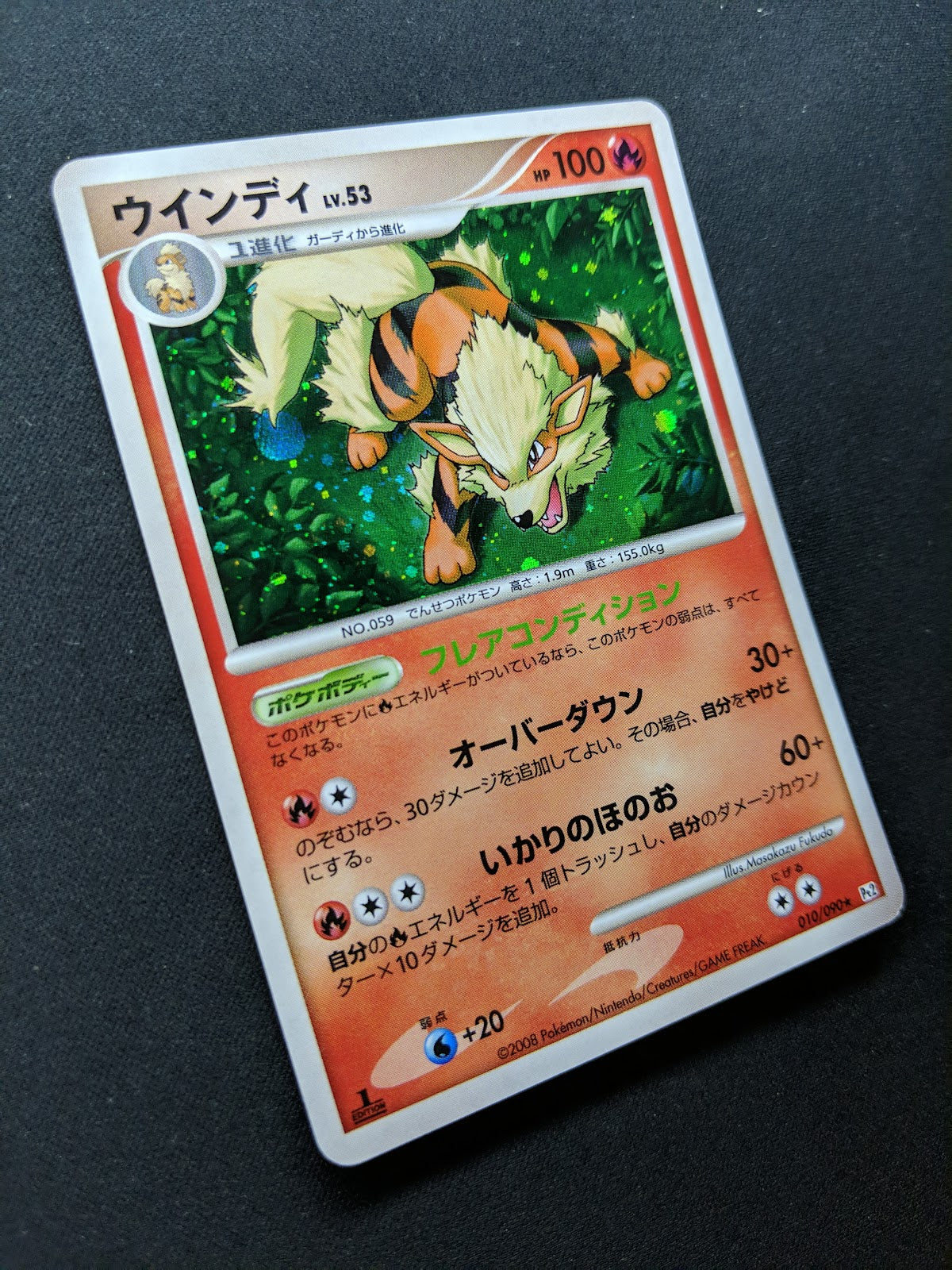 Arcanine Pt2 Rising Rivals 010/090 Pokemon 1st Edition Japanese Rare Holo LP