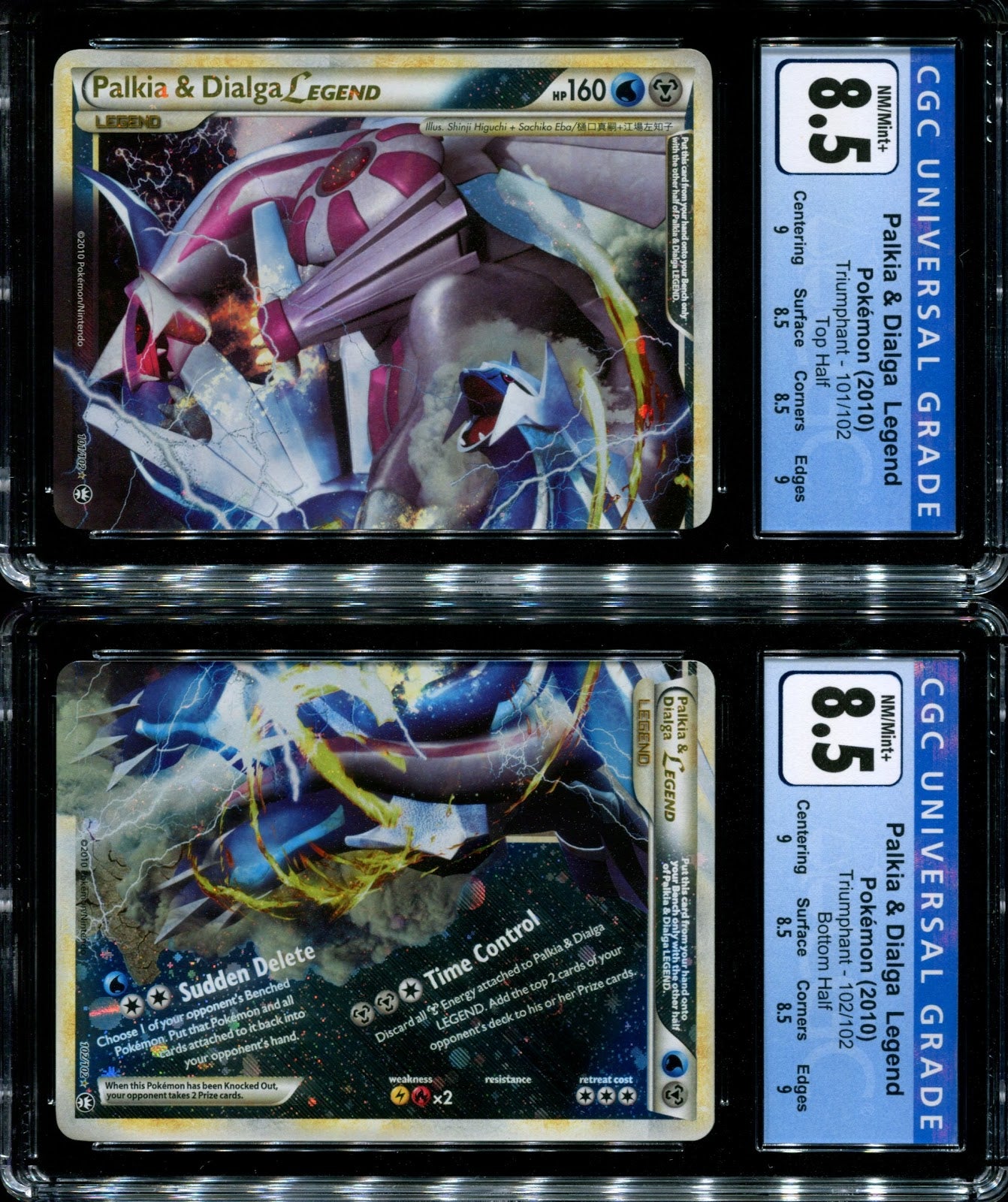 Palkia & Dialga LEGEND Triumphant 101+102 Both Halves Pokemon CGC 8.5 Ultra Rare