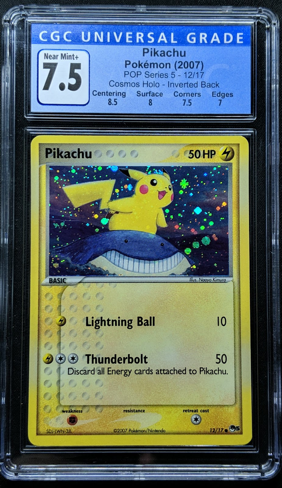 Pikachu POP Series 5 Promo 12/17 Pokemon 2007 Holo Inverted Back Error CGC 7.5