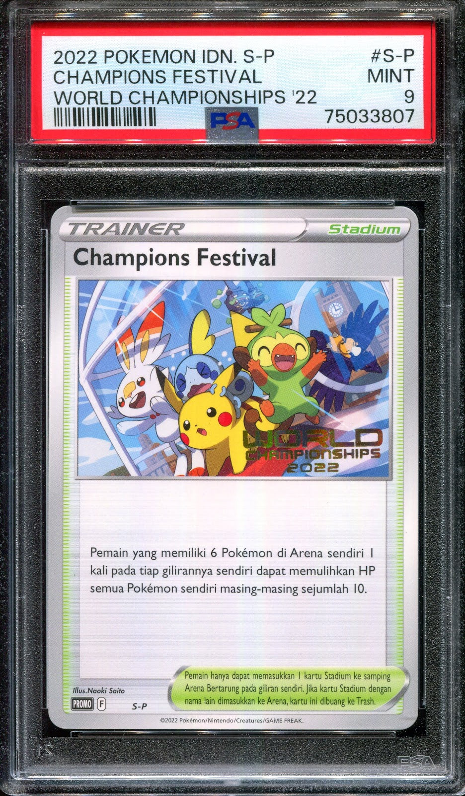 Champions Festival S-P Promo Pokemon Indonesian 2022 World Championships PSA 9