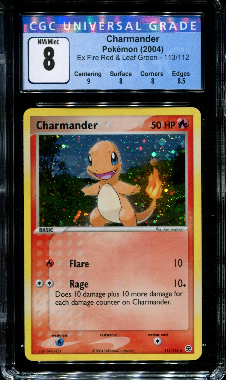 Charmander ex FireRed & LeafGreen 113/112 Pokemon Secret Rare Holo 2004 CGC 8