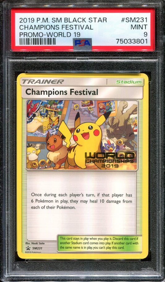 Champions Festival SM231 Promo Pokemon English 2019 World Championships PSA 9