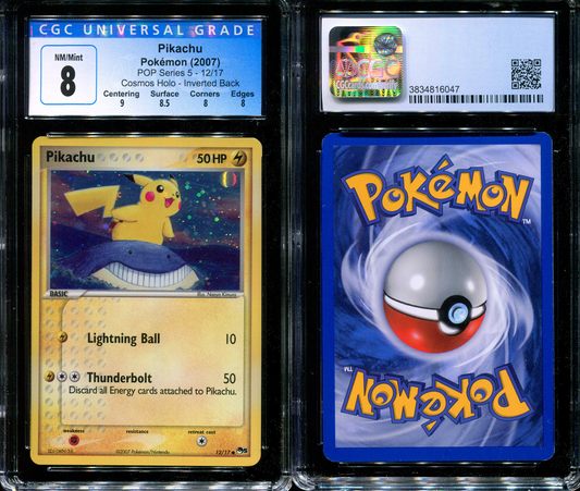 Pikachu POP Series 5 Promo 12/17 Pokemon 2007 Holo Inverted Back Error CGC 8