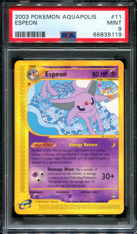 Espeon Aquapolis 11/147 Pokemon Rare 2003 E-Series Mint PSA 9