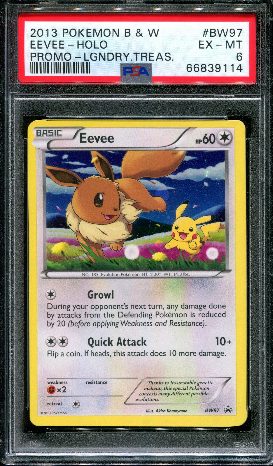 Eevee BW97 Black Star Promo Pokemon Holo 2013 Foil Blister UK Exclusive PSA 6