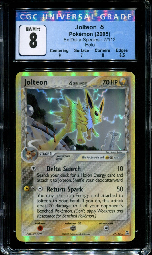 Jolteon δ ex Delta Species 7/113 Pokemon Reverse Holo Rare 2005 Stamp Foil CGC 8