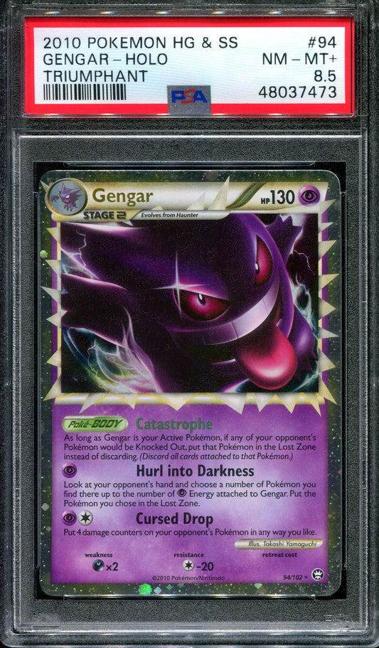 Gengar Triumphant 94/102 Pokemon Prime Ultra Rare Holo 2010 Foil PSA 8.5 NM-MT+