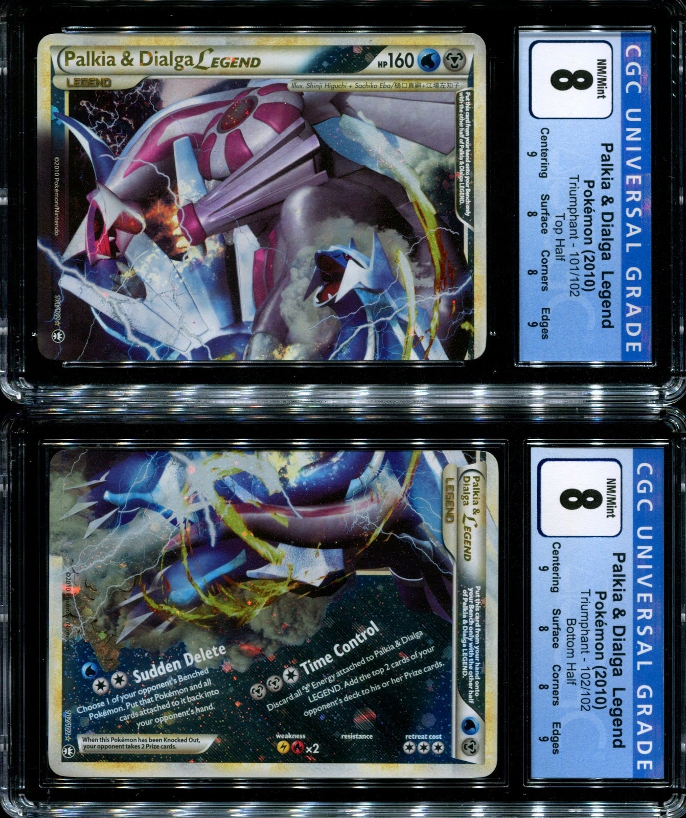 Palkia & Dialga LEGEND Triumphant 101 + 102 Both Halves Pokemon CGC 8 Ultra Rare