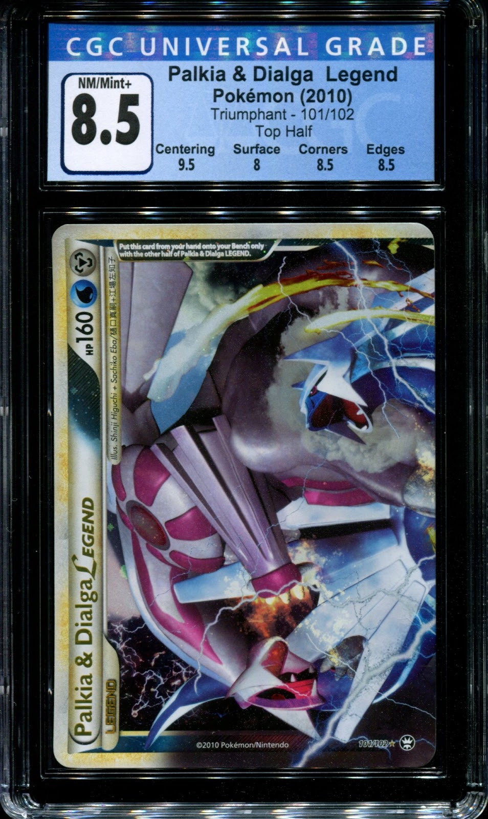 Palkia & Dialga LEGEND Triumphant 101/102 Pokemon Rare Holo Top Half CGC 8.5