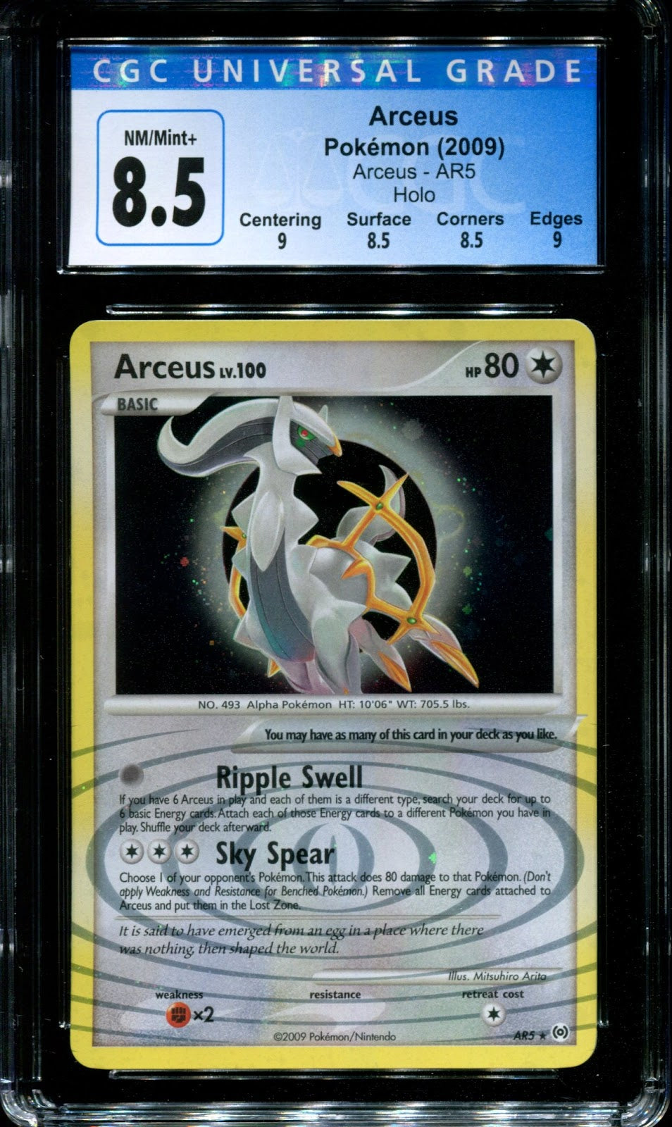 Arceus AR5 Pokemon Ultra Rare Holo Platinum 2009 Foil Colorless CGC 8.5