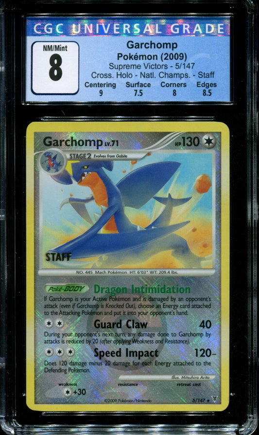 Garchomp Supreme Victors 5/147 Pokemon Holo National Championships Staff CGC 8