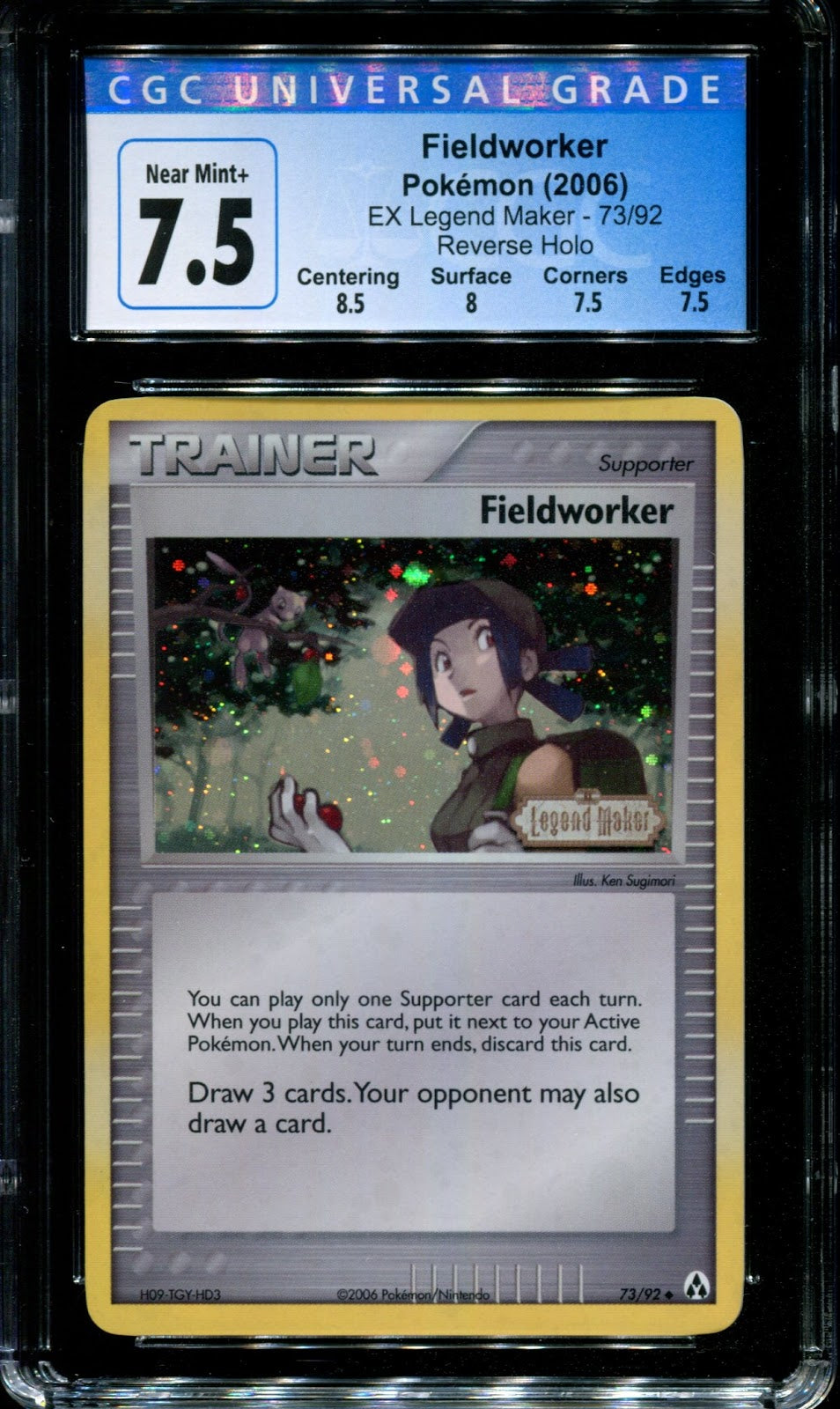 Fieldworker ex Legend Maker 73/92 Pokemon Reverse Holo Uncommon Stamp CGC 7.5