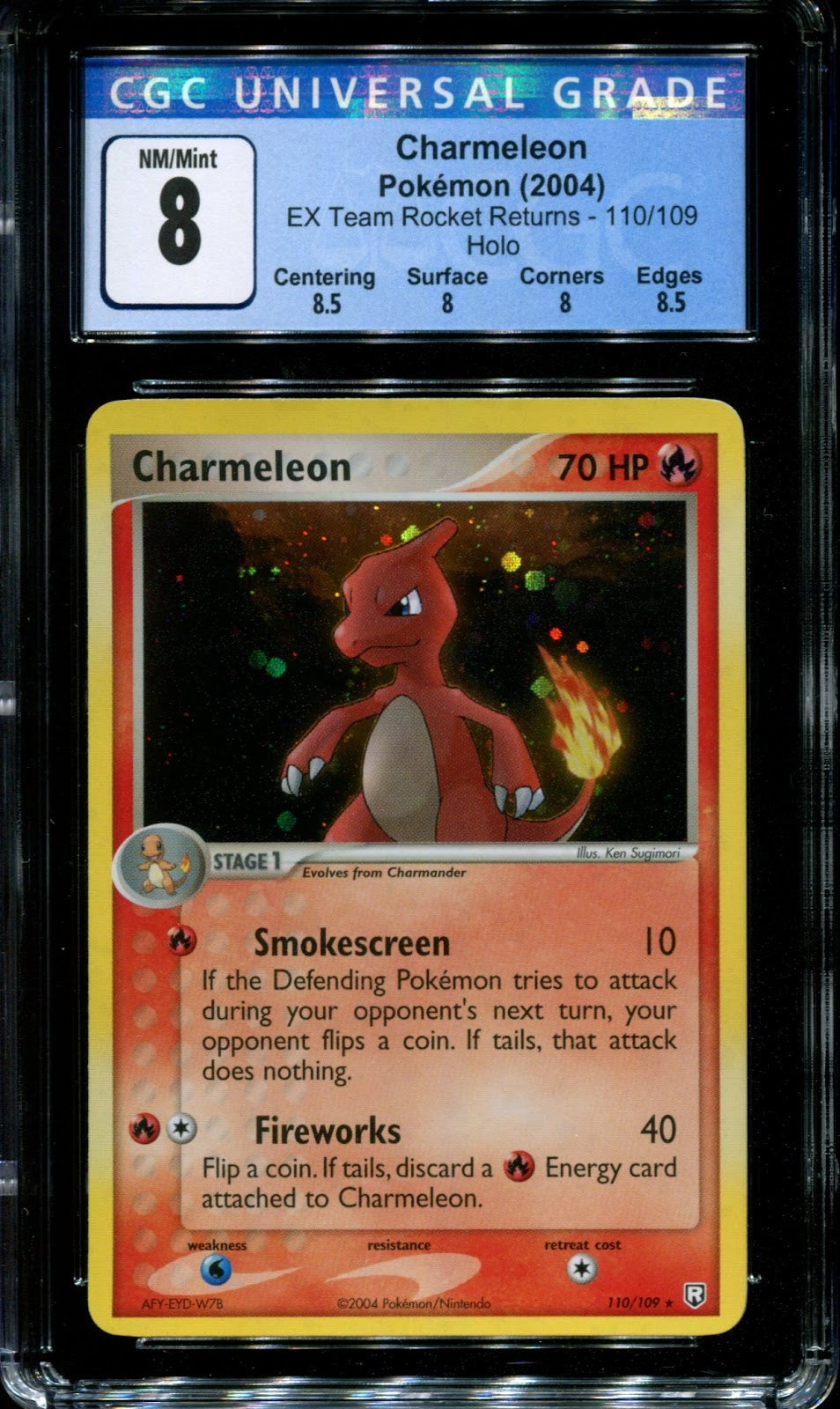 Charmeleon ex Team Rocket Returns 110/109 Pokemon Secret Rare Holo 2004 CGC 8