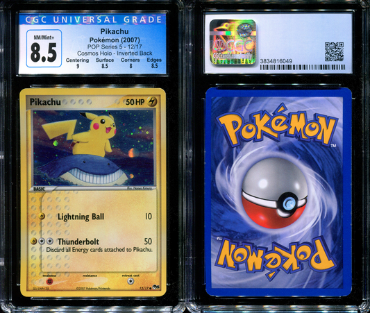 Pikachu POP Series 5 Promo 12/17 Pokemon 2007 Holo Inverted Back Error CGC 8.5