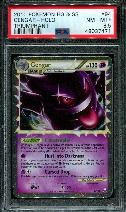 Gengar Triumphant 94/102 Pokemon Prime Ultra Rare Holo 2010 Foil PSA 8.5 NM-MT+