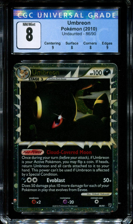 Umbreon Undaunted 86/90 Pokemon Prime Ultra Rare Holo 2010 Foil NM/Mint CGC 8