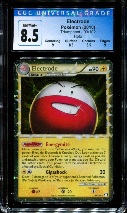 Electrode Triumphant 93/102 Pokemon Prime Ultra Rare Holo 2010 Foil CGC 8.5