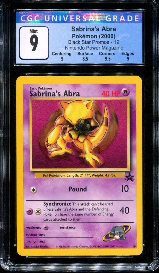 Sabrina's Abra Wizards Black Star Promo 19 Pokemon Nintendo Power Magazine CGC 9