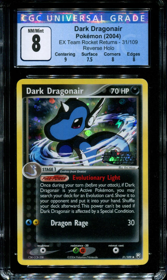 Dark Dragonair ex Team Rocket Returns 31/109 Pokemon Reverse Holo Uncommon CGC 8